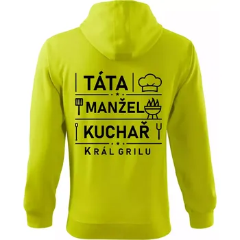 Pánská móda Táta manžel kuchař král grilu - Mikina s kapucí na zip trendy zipper - M ( Limetková )