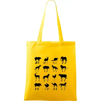 Nákupní taška Zvířecí stopy s obrázkem zvířete - stopy zvířat - Taška bavlněná - 42 x 38 cm ( Žlutá )