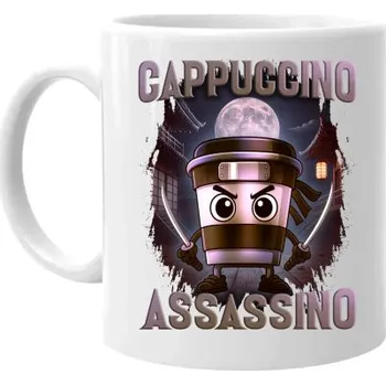 Žertovný předmět Cappuccino Assassino V2 - Italian Brainrot - hrnek s potiskem- Tričkový.cz