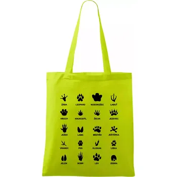 Stopy zvířat - Taška bavlněná - 42 x 38 cm ( Limetková )