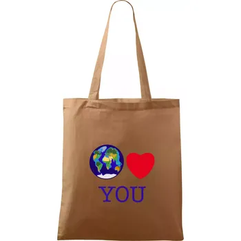 Nákupní taška Svět Tě miluje world loves you (Moňas) - Taška bavlněná - 42 x 38 cm ( Cappuccino )