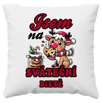 Žertovný předmět Jsem na sváteční dietě - polštář s potiskem- Tričkový.cz