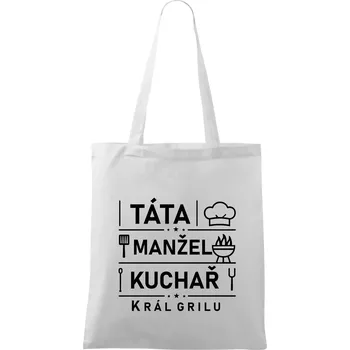 Táta manžel kuchař král grilu - Taška bavlněná - 42 x 38 cm ( Bílá )