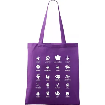 Nákupní taška Stopy zvířat - Taška bavlněná - 42 x 38 cm ( Fialová )