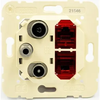 vypínač a zásuvka Anténní a internetová zásuvka do zdi Efapel bílá