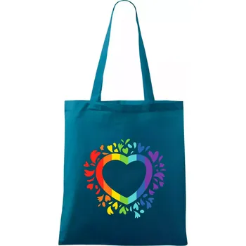 Srdce pride květiny - Taška bavlněná - 42 x 38 cm ( Petrolejová )