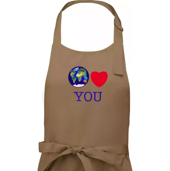 Kuchyňská zástěra Svět Tě miluje world loves you (Moňas) - Dámská zástěra na vaření - Univerzální velikost ( Cappuccino )