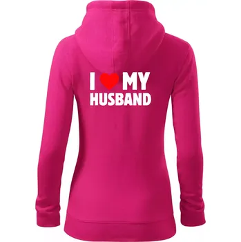 Dámská mikina I love my husband - Dámská mikina trendy zipper s kapucí - XS ( Purpurová )