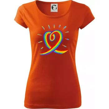 Dámské tričko Srdce pride duha kreslená - Dámské triko Pure - S ( Oranžová )