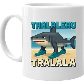 Žertovný předmět Tralalero Tralala - Italian Brainrot pro fanoušky Minecraftu - hrnek s potiskem- Tričkový.cz