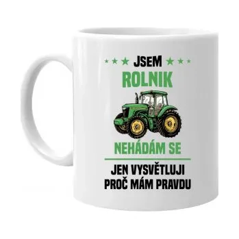 Žertovný předmět Jsem rolník - nehádám se - hrnek s potiskem- Tričkový.cz