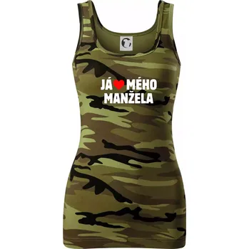 Dámské tričko Já miluju svého manžela - Dámské Maskáčové tílko - XS ( Zelený maskáč )