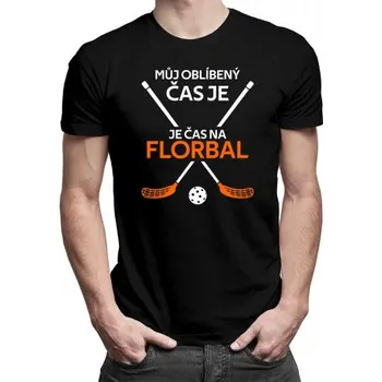 Žertovný předmět Tričkový.cz - Můj oblíbený čas je: Čas na florbal - pánské tričko s potiskem