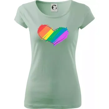 Dámské tričko Srdce čmárané - Dámské triko Pure - XS ( Sage )