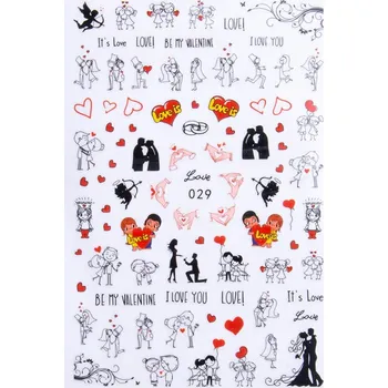 Samolepky na zdobení nehtů Samolepící Tenké Valentýnské Č. 029