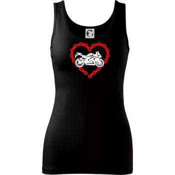Dámské tričko Moto srdce řetěz - supersport - Dámské tílko - 2XL ( Černá )