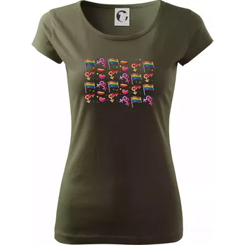 Dámské tričko LGBT Vlajky - Dámské triko Pure - 3XL ( Military )