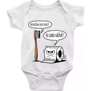 Kojenecký body Nesnáším svoji práci - Body kojenecké s krátkým rukávem - Krátký r. do 3 měs ( Bílá )