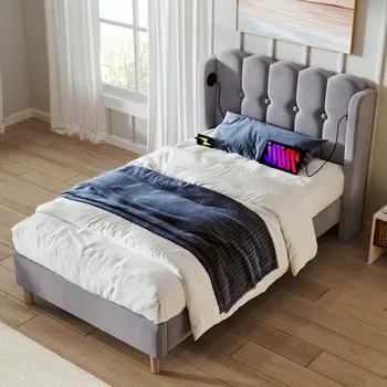 Postel Jednolůžková dřevěná postel Arhatreya 90x200 cm šedá