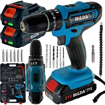 Vrtačka AKUMULÁTOROVÝ ŠROUBOVÁK VRTAČKA 2 Ah 21V 2 X BATERIE PŘÍKLEPOVÁ HILDA + BITY