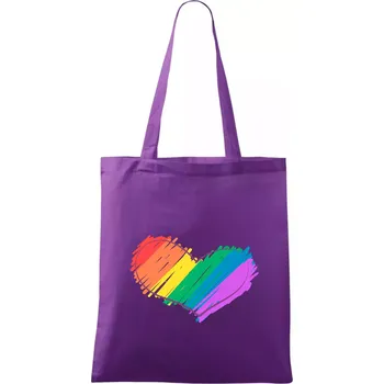 Nákupní taška Srdce čmárané - Taška bavlněná - 42 x 38 cm ( Fialová )