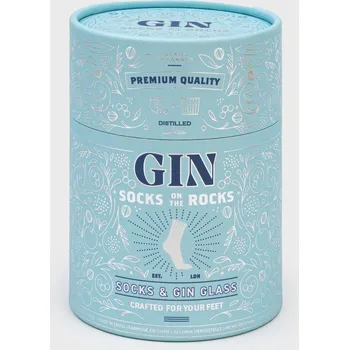 Pánské ponožky Dárkový set Socks on the Rocks: Gin (ponožky, sklenice)