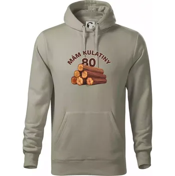 Pánská mikina Mám kulatiny 80 - Mikina pánská Cape s kapucí - S ( Light khaki )