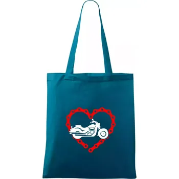 Moto srdce řetěz - chopper - Taška bavlněná - 42 x 38 cm ( Petrolejová )