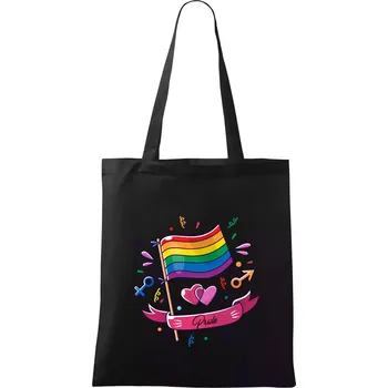Nákupní taška Pride vlajka - Taška bavlněná - 42 x 38 cm ( Černá )