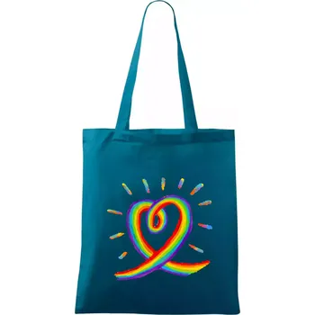 Srdce pride duha kreslená - Taška bavlněná - 42 x 38 cm ( Petrolejová )