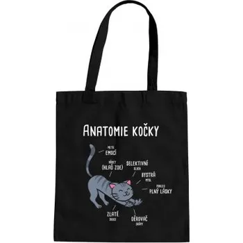 Žertovný předmět Anatomie kočky - taška s potiskem- Tričkový.cz