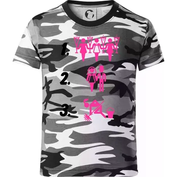 Chlapecké tričko Před a po žena - Dětské maskáčové triko - 104-110cm / 3-4 roky ( Šedý maskáč )