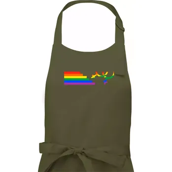 Kuchyňská zástěra Lesby symbol duha - Dámská zástěra na vaření - Univerzální velikost ( Khaki )