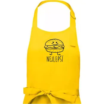 Kuchyňská zástěra Nejlepší přátelé - Hamburger a hranolky - Pánská zástěra na vaření - Univerzální velikost ( Žlutá )