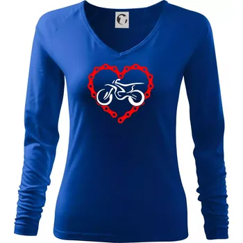 Dámské tričko Moto srdce řetěz - enduro - Triko dámské Elegance - S ( Královská modrá )