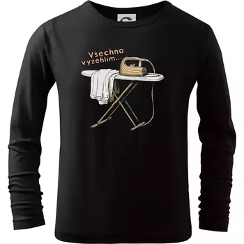 Chlapecké tričko Všechno vyžehlím - Triko dětské Long Sleeve - 104-110cm / 3-4 roky ( Černá )
