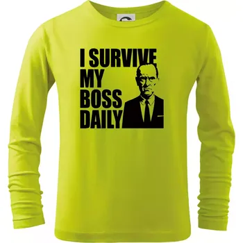 Dětská móda I survive my boss daily - Triko dětské Long Sleeve - 146 cm/10 let ( Limetková )