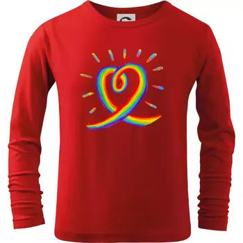 Chlapecké oblečení Srdce pride duha kreslená - Triko dětské Long Sleeve - 146 cm/10 let ( Červená )