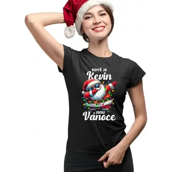 Žertovný předmět Když je Kevin, jsou Vánoce - dámské tričko s potiskem- Tričkový.cz