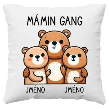 Žertovný předmět Mámin Gang - dvě děti - polštář s potiskem - personalizovaný produkt- Tričkový.cz