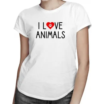 Žertovný předmět I love animals v2 - dámské tričko s potiskem- Tričkový.cz