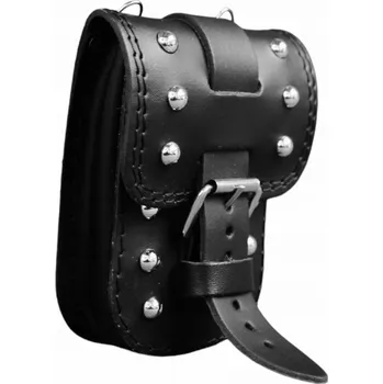 Zavazadlo na motocykl Kožená brašna/kapsa na opasek, na nádrž nebo brašny, černá s cvočky