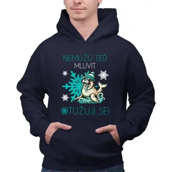 Žertovný předmět Nemůžu teď mluvit – otužuji se! - pánská mikina s potiskem- Tričkový.cz