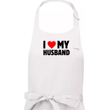 Kuchyňská zástěra I love my husband - Dámská zástěra na vaření - Univerzální velikost ( Bílá )