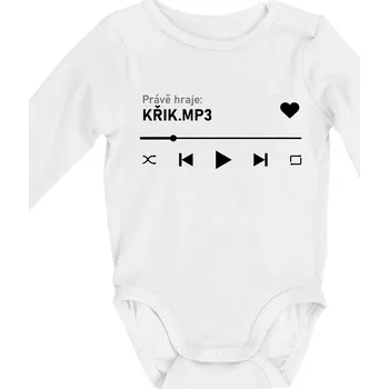 Právě hraje - Body kojenecké s dlouhým rukávem - Dlouhý r. 3-6 měs ( Bílá )