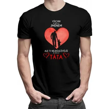 Žertovný předmět Všichni mi říkají jménem, ale ti nejdůležitější mi říkají táta - pánské tričko s potiskem- Tričkový.cz
