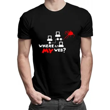 Žertovný předmět Where is my web? - pánské tričko s potiskem- Tričkový.cz