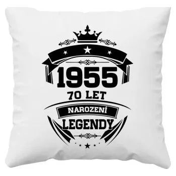 Žertovný předmět 1955 Narození legendy 70 let - polštář s potiskem- Tričkový.cz