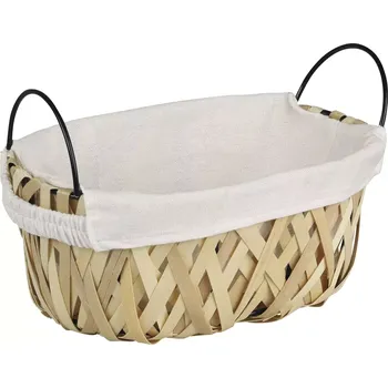 chlebník KESPER Dřevěný košík na pečivo s látkovou vložkou, výška: 110 mm, délka: 250 mm, šířka: 170 mm