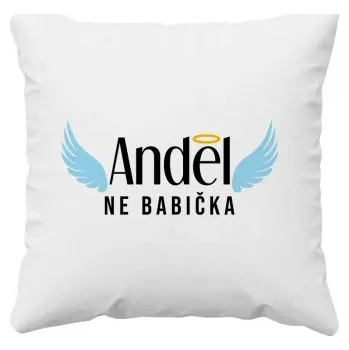 Žertovný předmět Anděl, ne babička - polštář s potiskem- Tričkový.cz